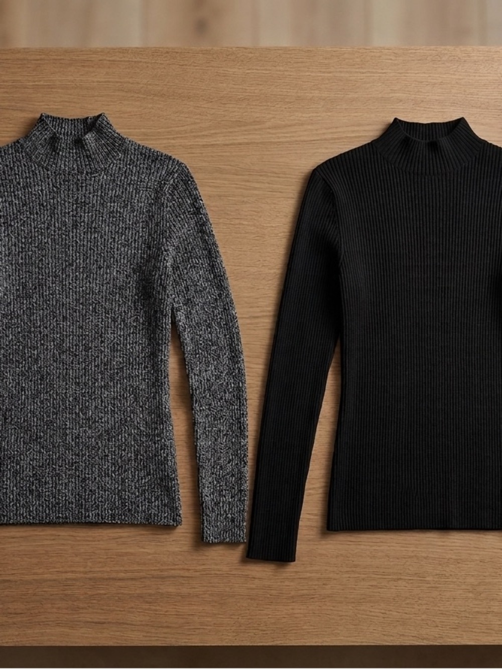 H&M Women's Cowl & Turtleneck Sweaters in Black and Marled Gray